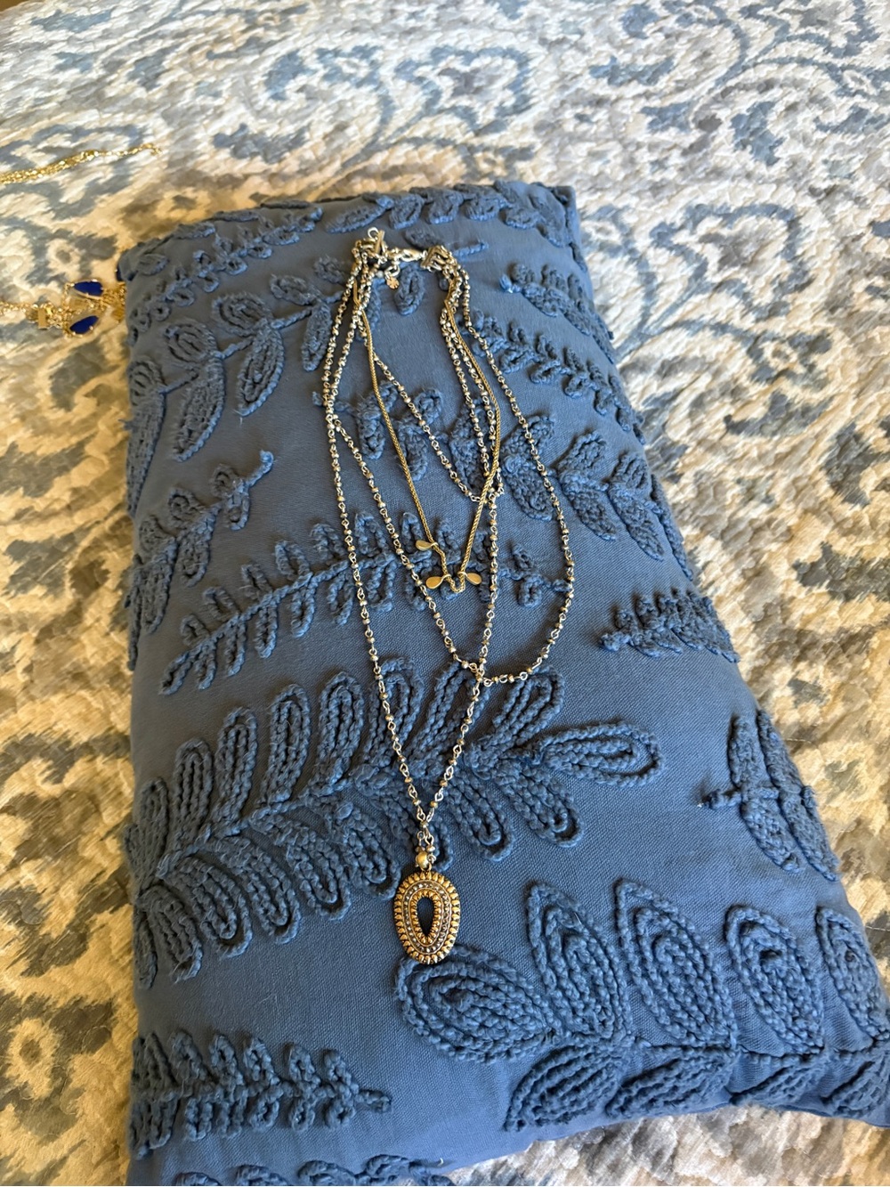 Lucky brand Layered Silver Necklace with Gold Accent Pendant